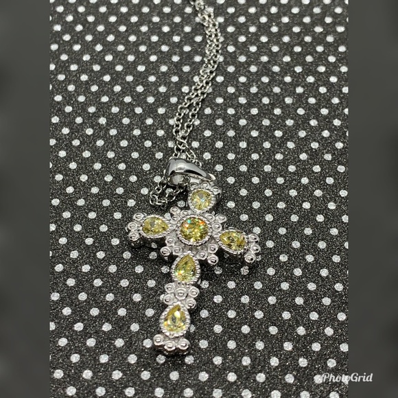 Jewelry - Karis Sim Yellow Diamond Cross Pendant Necklace